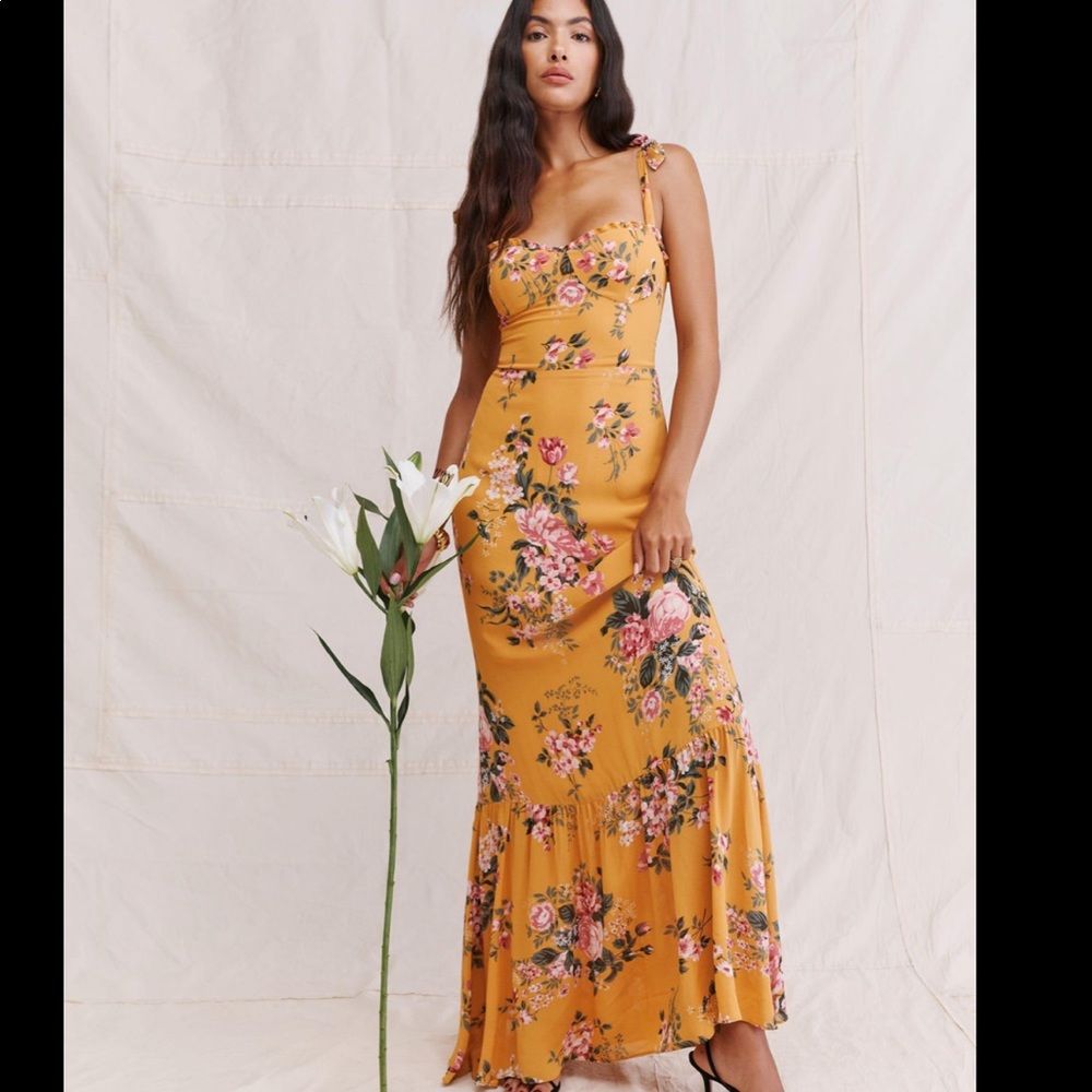 NWT Reformation - Jasen Dress | Color: Anjelica | Floral | Yellow Orange Pink